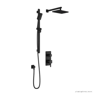 Kalia Matte Black Thermostatic Shower System with Diverter Wall Arm