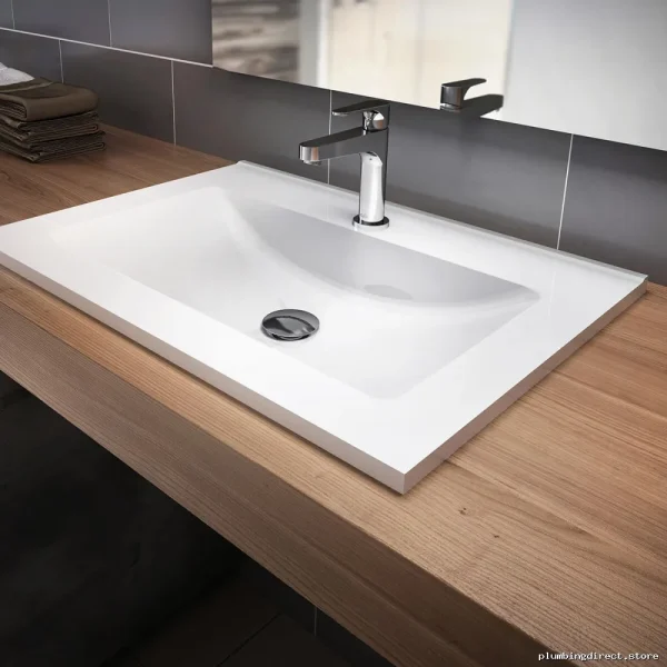 Kalm Modern Single-Hole Countertop Vanity Sink in White - Kalia Model FU1452-240 - Image 2