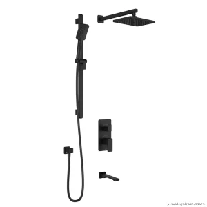Kareo TD3 Thermostatic Integrated Diverter System with Wall Arm - Matte Black BF1993-160