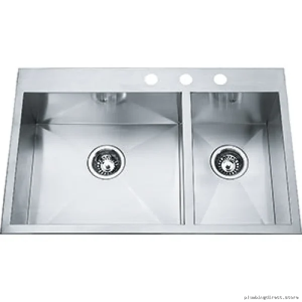 Kindred 1.5 Bowl Stainless Steel Sink with 3-Hole Dual Mount QCLF2031R-8-3