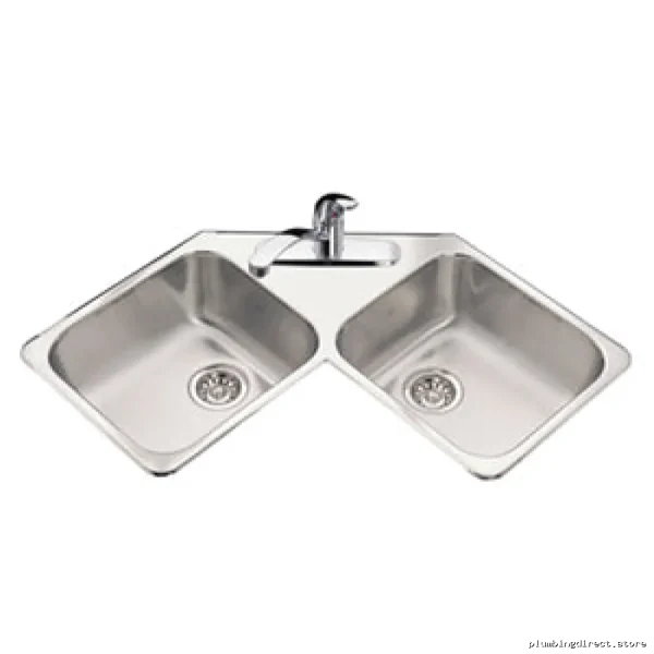 Double Bowl Corner Sink - Stainless Steel Drop-In by Kindred