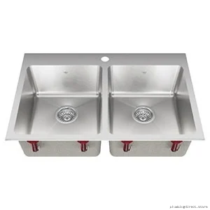 Kindred Double Bowl Kitchen Sink - Stainless Steel Dual Mount