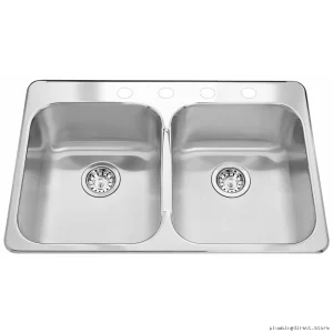 Kindred 31.25 Inch 4 Hole Drop-In Double Bowl Stainless Steel Kitchen Sink QDL2031
