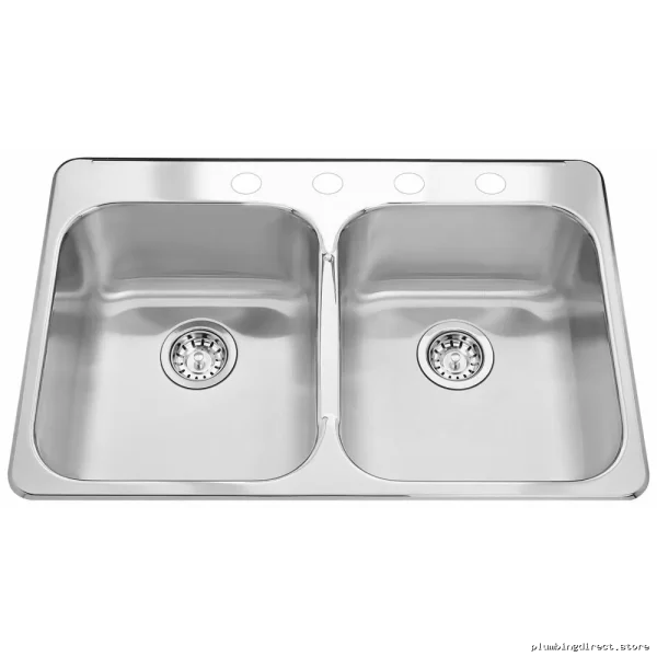 Kindred 31.25 Inch 4 Hole Drop-In Double Bowl Stainless Steel Kitchen Sink QDL2031