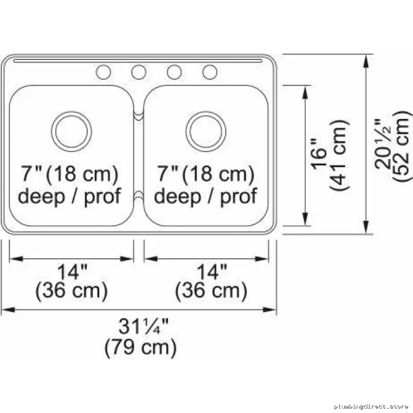Kindred 31.25 Inch 4 Hole Drop-In Double Bowl Stainless Steel Kitchen Sink QDL2031 - Image 2