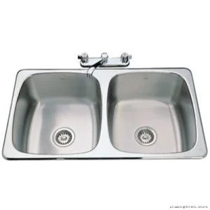 Stainless Steel Double-Bowl Drop-In Utility Sink – Modern Design Model QD2035/1 by Kindred