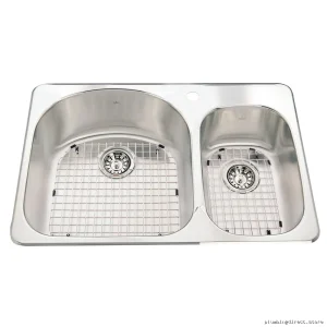 Kindred Stainless Steel 1.5 Bowl Drop-In Kitchen Sink with Grid CDC2031R