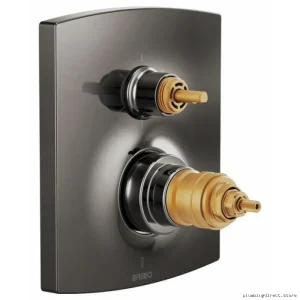 Kintsu Thermostatic Valve Trim with Integrated Diverter System & Handle-Free Design - Brilliance Black Onyx Model T7560BNXLHP Brizo