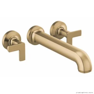 Kintsu Wall-Mount Tub Filler Trim (Sleeker Handle Design) Brilliance Luxe Gold T70406-GLLHP