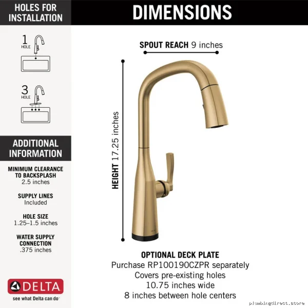 Kitchen Faucet with Touch Control & Pulldown Spray - Stryke Touch Lumicoat Champagne Bronze 9176T-DST - Image 3