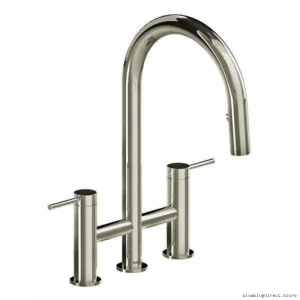 Kitchen Faucet with Pulldown Spray - Bridge-Design Polished Nickel RIOBEL AZ400PN
