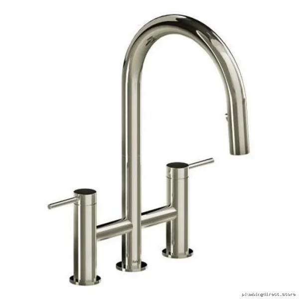 Kitchen Faucet with Pulldown Spray - Bridge-Design Polished Nickel RIOBEL AZ400PN
