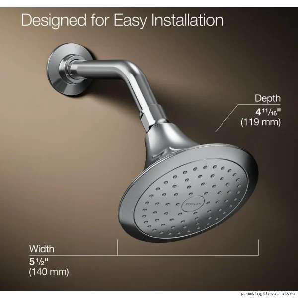 Kohler Forte High Pressure Single Function Shower Head - Water-Efficient Polished Chrome Design Model #1028