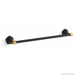 Kohler Matte Black Towel Bar with Brushed Brass Accents 18 Inch