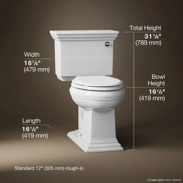 Kohler 2-Piece Elongated Toilet 1.28 GPF White Water Efficient 3817-RA-0 - Image 5