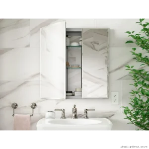 Kohler 25x26 Inch Aluminum Bathroom Medicine Cabinet with Mirror