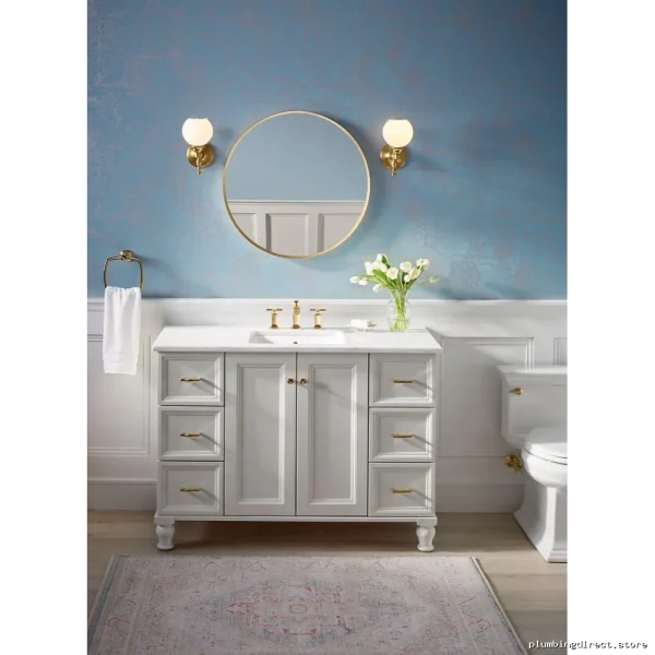 Kohler 28 Inch Round Gold Mirror - Modern Brushed Finish Wall Decor - Image 3