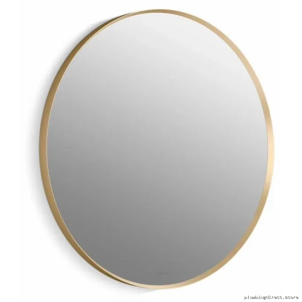 Kohler 28 Inch Round Gold Mirror - Modern Brushed Finish Wall Decor