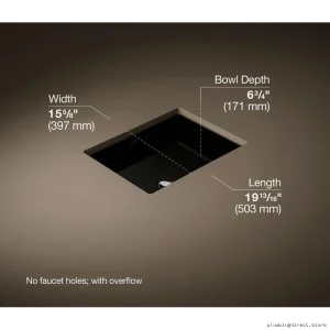 Kohler 2882-7 Black Rectangle Undermount Bathroom Sink - Sleek & Durable