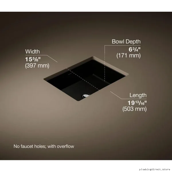 Kohler 2882-7 Black Rectangle Undermount Bathroom Sink - Sleek & Durable