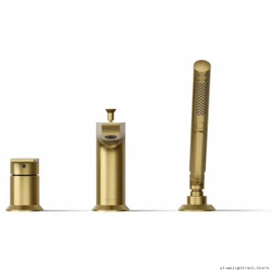 kohlers three hole deck mt tub faucet hand shower vibrant brushed moderne brass