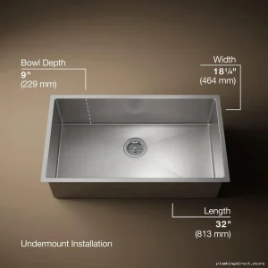 Kohler 32" 1-Bowl Undermount Kitchen Sink with Accessories - Stainless Steel 5285-NA