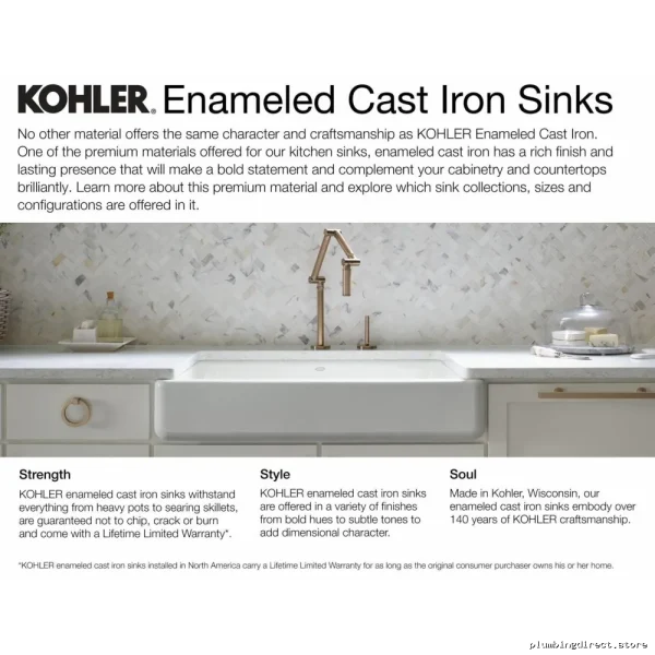 Kohler White 32.75" Undermount Farmhouse Kitchen Sink - Model 5827-0