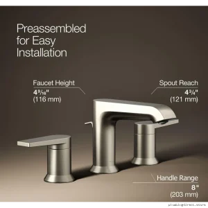 Hint Widespread Bathroom Faucet - Luxurious Vibrant Brushed Nickel 97093-4-BN Kohler