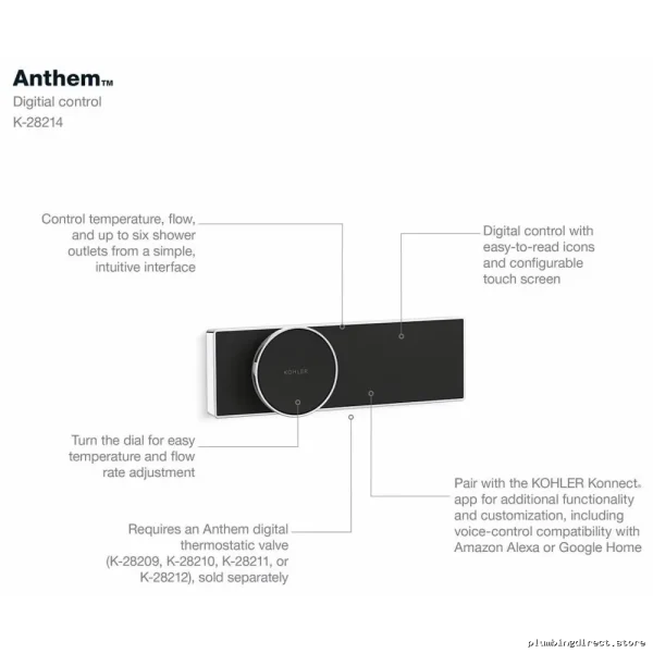 Kohler Anthem 28214-BN Vibrant Brushed Nickel Digital Shower Control - Modern Smart Design - Image 2