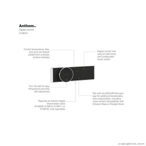 Kohler Anthem 28214-BN Vibrant Brushed Nickel Digital Shower Control - Modern Smart Design