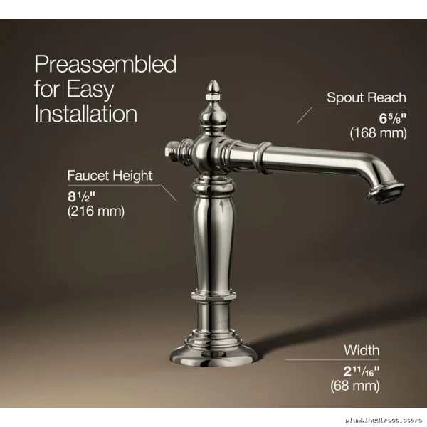 Kohler Artifacts Widespread Faucet Spout Column Design - 1.2 GPM Low-Flow Polished Nickel