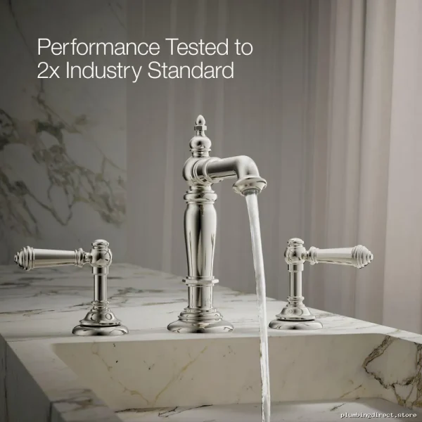 Kohler Artifacts Widespread Faucet Spout Column Design - 1.2 GPM Low-Flow Polished Nickel - Image 2