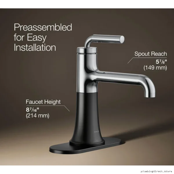 Kohler Single Hole Bathroom Faucet in Polished Chrome & Matte Black - Image 4