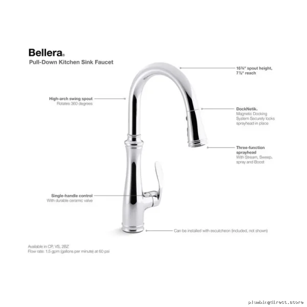 Kohler Bellera Kitchen Faucet with Pull-Down Spray - Vibrant Stainless 560-VS