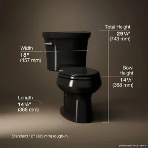 Kohler Elongated Toilet Black - WaterSense Efficient & No Seat
