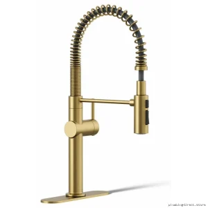 Kohler Brushed Brass Pull-Down Kitchen Faucet with Spring Spray 22973-2MB