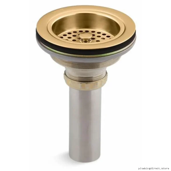 Kohler Brushed Brass Sink Drain Strainer with Tailpiece - Duostrainer 8801-2MB - Image 3