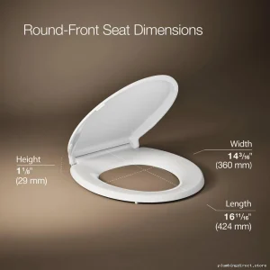 Kohler Cachet Quiet-Close Toilet Seat with Smooth Closing Mechanism - White Round Front Design 4639-RL-0