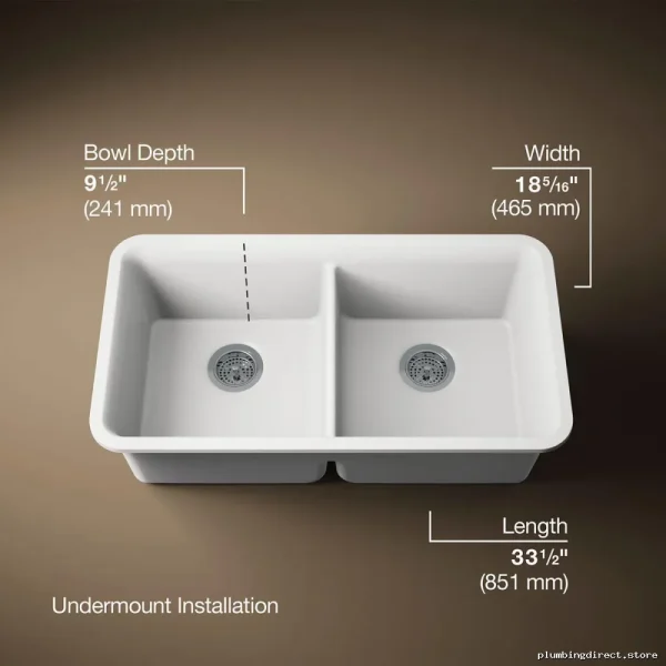 Kohler Cairn Undermount 2-Bowl Kitchen Sink with Rack - Matte White - Image 2