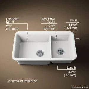 Kohler Cairn Undermount Kitchen Sink w/ Rack Matte White