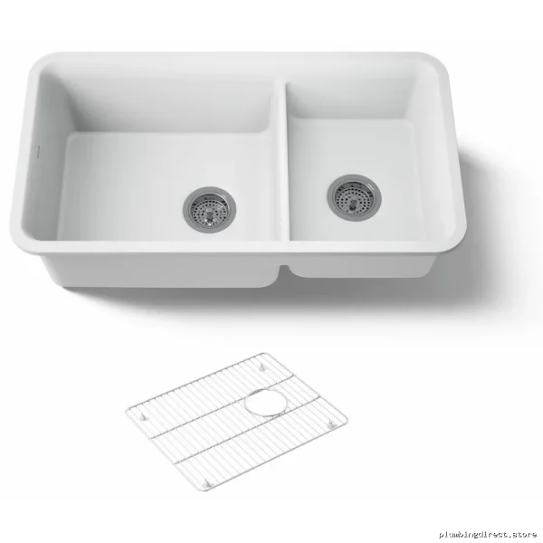 Kohler Cairn Undermount Kitchen Sink w/ Rack Matte White - Image 5