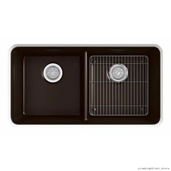 Kohler Cairn Undermount Double Bowl Neoroc Kitchen Sink with Rack - Matte Graphite 33-1/2 - Image 2