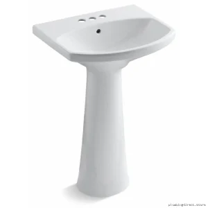 Kohler Cimarron 22-3/4 Modern White Bathroom Pedestal Sink 2362-4-0