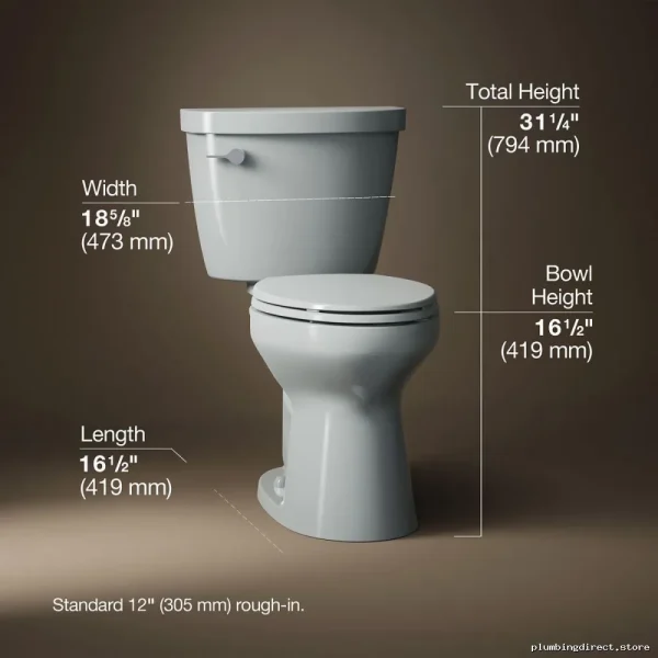 Kohler Cimarron Tall Elongated Toilet 1.6 GPF Water Saving Ice Grey - Image 3