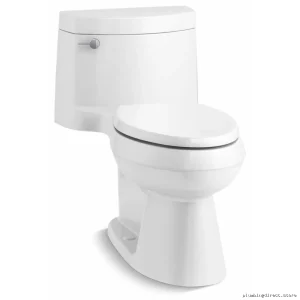 Kohler Cimarron 3619-0 White Elongated Toilet 1.28 GPF Quiet-Close Seat
