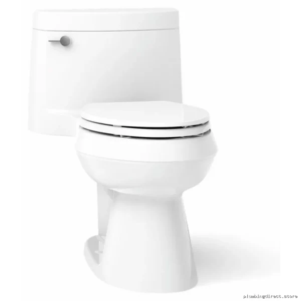 Kohler Cimarron 3619-0 White Elongated Toilet 1.28 GPF Quiet-Close Seat - Image 2
