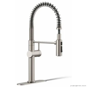 Kohler 22973-VS Crue Professional-Grade Kitchen Faucet with Spring-Loaded Pull-Down Spray - Vibrant Stainless Steel