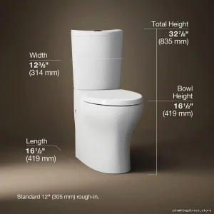 Kohler Curv Tall Elongated 2-Piece Dual Flush Toilet in White - No Seat