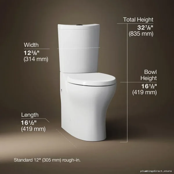 Kohler Curv Tall Elongated 2-Piece Dual Flush Toilet in White - No Seat