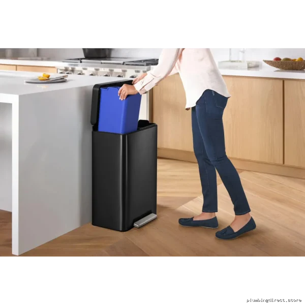 Kohler Dual Bin Step Operated Trash Can with Black Stainless Steel Finish - Image 2